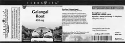 Label for Galangal Root 450 mg