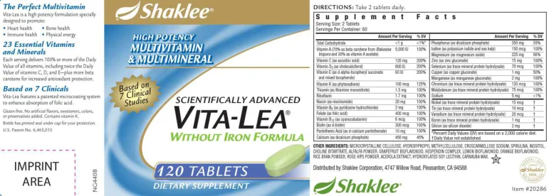 Label for Vita-Lea without Iron Formula