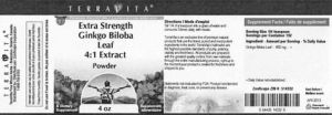 Extra Strength Ginkgo Biloba Leaf 4:1 Extract Powder