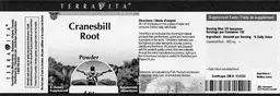 Label for Cranesbill Root Powder