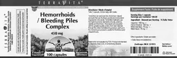 Label for Hemorrhoids / Bleeding Piles Complex 450 mg