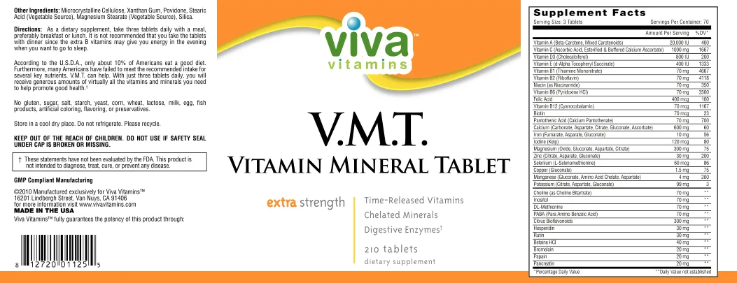 Label for V.M.T. Extra Strength