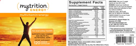 Label for Multivitamin+Energy