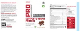 Label for Complete Vegan Protein Natural Chocolate