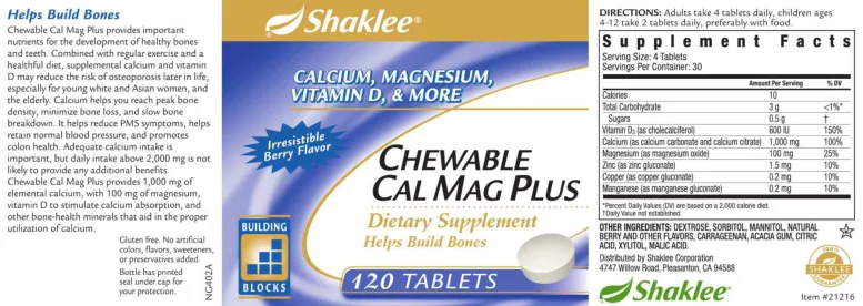Label for Chewable Cal Mag Plus