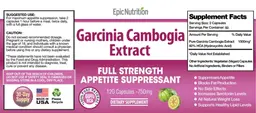 Label for Garcinia Cambogia Extract 750 mg