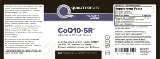 Label for CoQ10-SR
