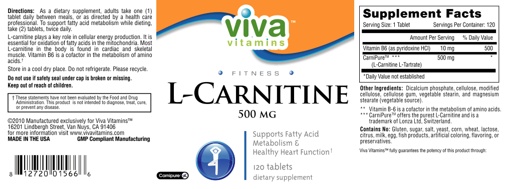 Label for L-Carnitine 500 mg