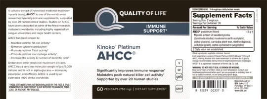 Label for Kinoko Platinum AHCC