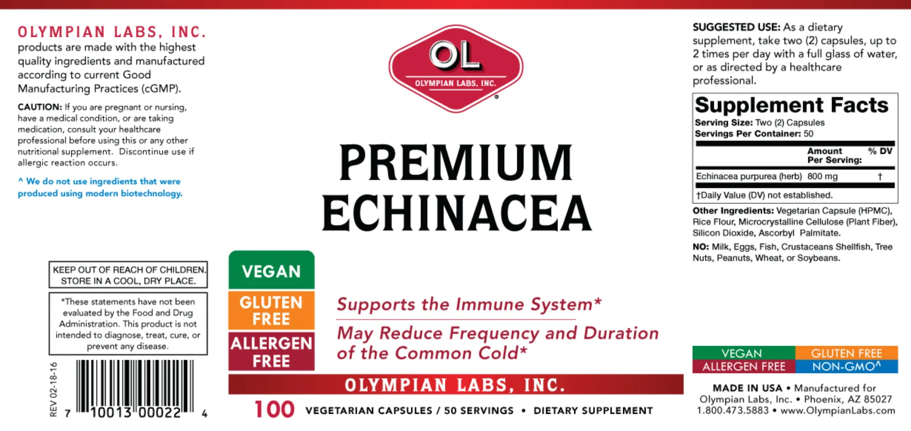 Label for Premium Echinacea