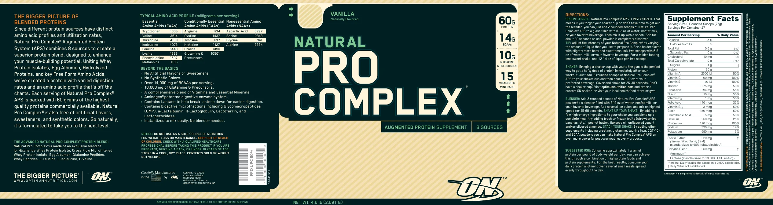 Label for Natural Pro Complex Vanilla