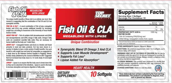 Label for Fish Oil & CLA Megablend With Lipase