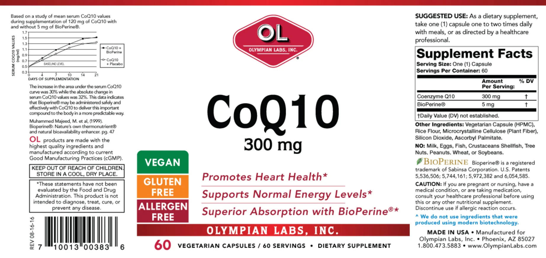 Label for CoQ10 300 mg