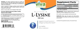 Label for L-Lysine 500 mg