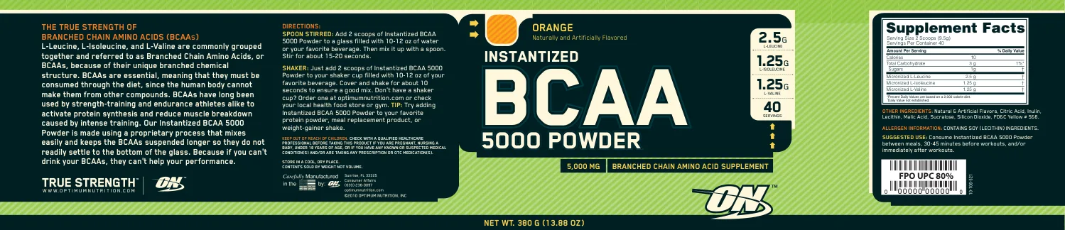 Label for Instantized BCAA 5000 Powder Orange