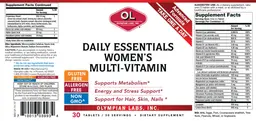 Label for Daily Essentials Women's Multi-Vitamin