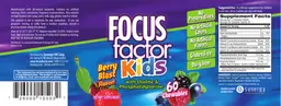 Label for Focus Factor Kids Berry Blast Flavor