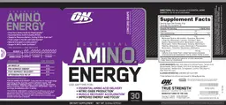 Label for Essential Amin.O. Energy Concord Grape
