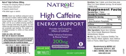 Label for High Caffeine 200 mg