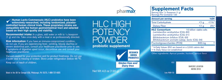 Label for HLC High Potency Powder