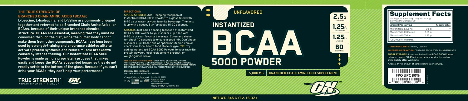 Label for Instantized BCAA 5000 Powder