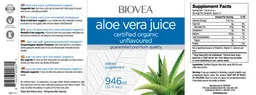 Label for Aloe Vera Juice Unflavoured
