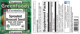 Label for Sprouted Broccoli Seed 400 mg