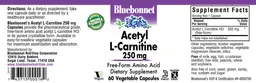 Label for Acetyl L-Carnitine 250 mg