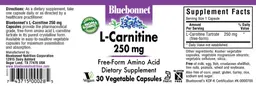 Label for L-Carnitine 250 mg