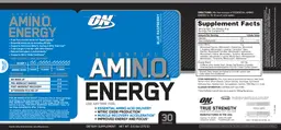 Label for Essential Amin.O. Energy Blue Raspberry