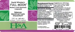 Label for David Winston's Full Moon Women's Anti-Spasmodic Compound