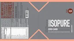 Label for Isopure Zero Carb Protein Powder Cookies & Cream