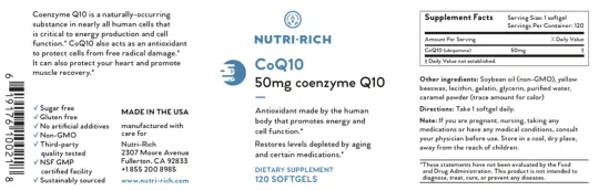 Label for CoQ10 50 mg