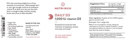 Label for Daily D3 1,000 IU