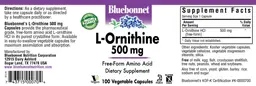 Label for L-Ornithine 500 mg