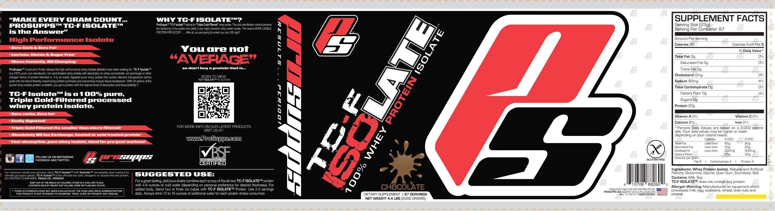 Label for TC-F Isolate Chocolate