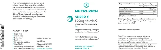 Label for Super C 500 mg