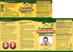 Label for Curamin Headache Relief + Caffeine