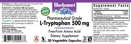 Label for L-Tryptophan 500 mg