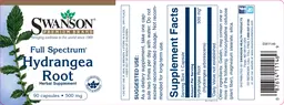Label for Full Spectrum Hydrangea Root 500 mg