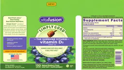 Label for Vitamin D3 3000 IU Natural Blueberry Flavor