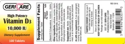 Label for High Potency Vitamin D3 10,000 IU