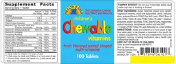 Label for Children's Chewable Vitamins