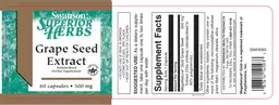 Label for Grape Seed Extract 500 mg