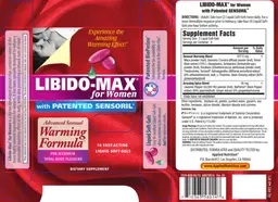 Label for Libido-Max For Women With Patented Sensoril