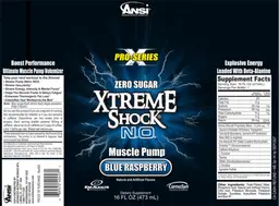 Label for Xtreme Shock N.O. Blue Raspberry
