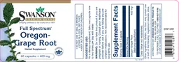 Label for Full Spectrum Oregon-Grape Root 400 mg