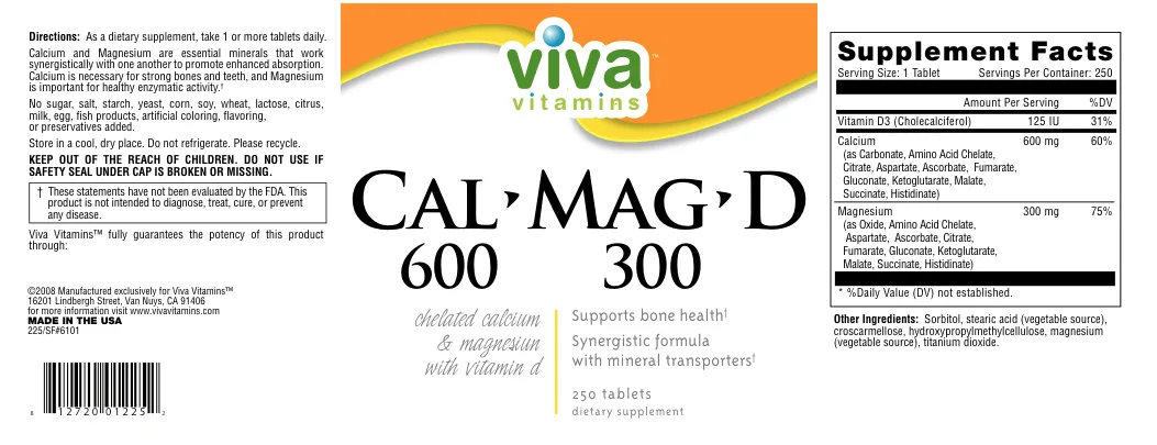 Label for Cal 600-Mag 300-D