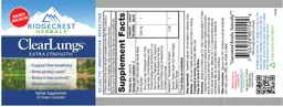 Label for ClearLungs Extra Strength
