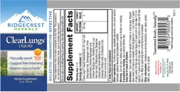 Label for ClearLungs Liquid Orange Flavor
